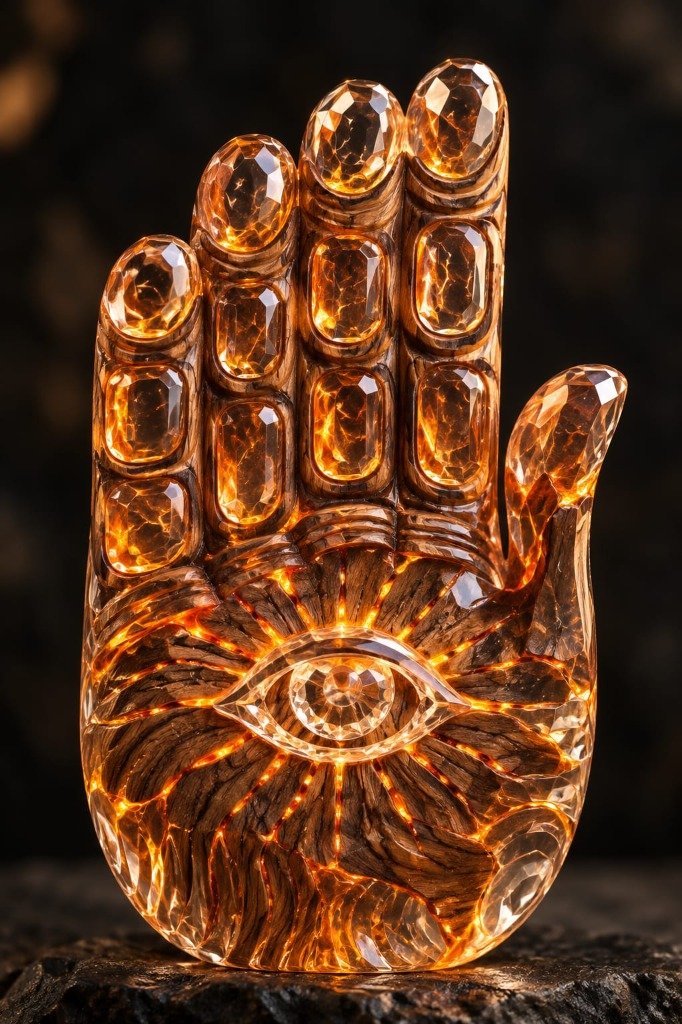 Radiant Hamsa Amber Hand