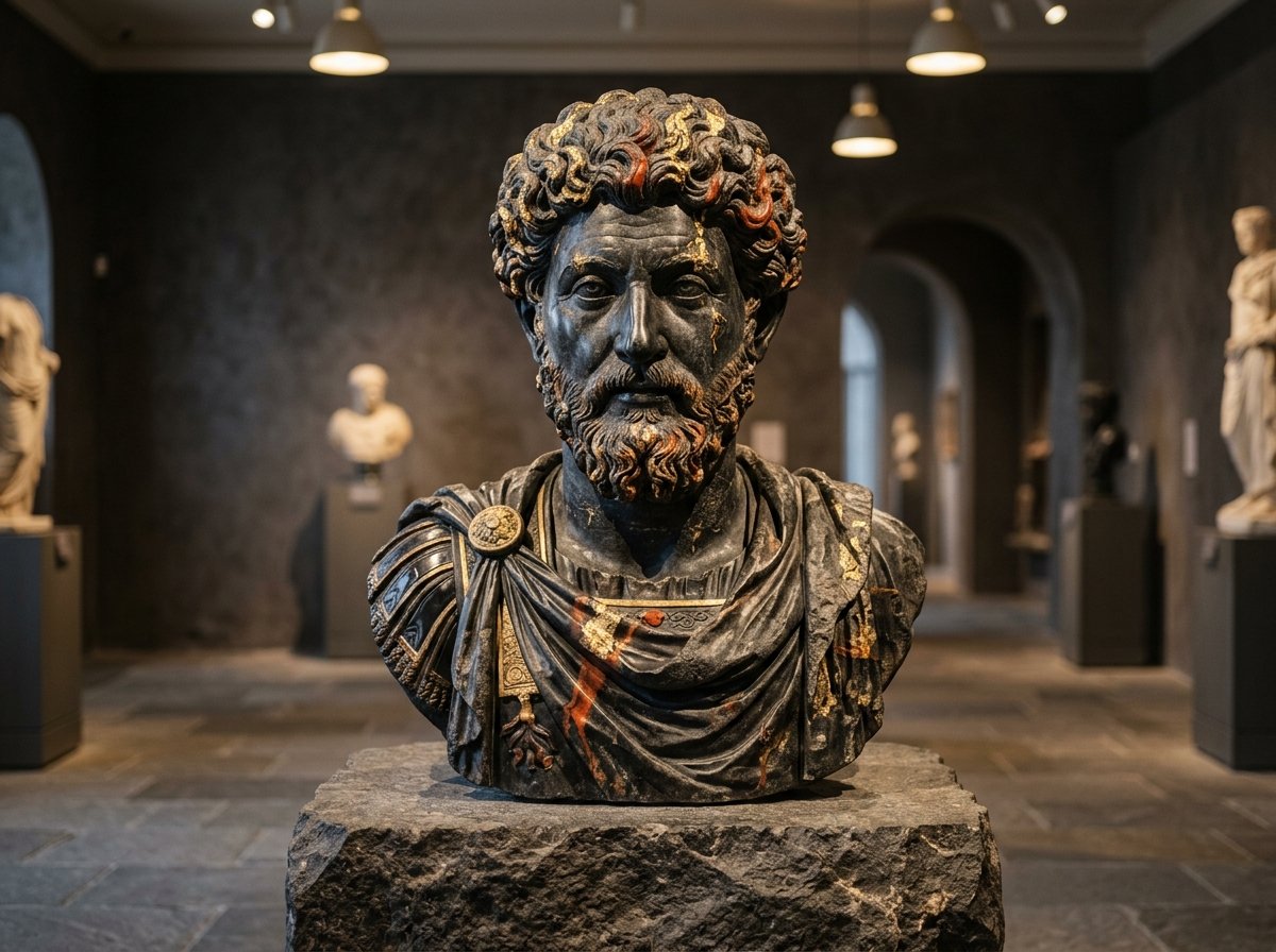 Colossal Caesar Obsidian Bust